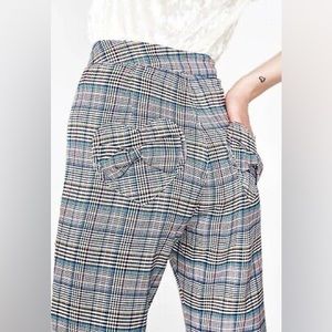 EUC Lazy Oaf Checkered Kick Flare Heart Bow Pocket Punk Pants Womens Size 30